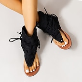 billiga Semester Sandaler-gladiatorsandaler i gul mocka med snörning för kvinnor med perforerad design, perfekt för sommarutflykter och strandsemester