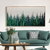 abordables Peintures fleurs/botaniques-Peinture à l&#039;huile faite à la main toile art mural décoration moderne texture abstraite paysage vert pour la décoration intérieure roulé sans cadre peinture non étirée