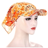 cheap Hats-Women Bandana Scarf Cap Sunscreen Hedging Cap Printed Brim Baseball Cap Colorful Sunshade Hooded Scarf Headpiece Headscarf Baseball Hat