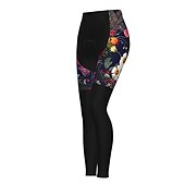 abordables Pantalons, shorts et jupes pour femmes-Femme Cuissard Long Collant Velo Vélo Pantalons Collants VTT Vélo tout terrain Vélo Route Des sports Graphic Botanique Floral Noël laid Chaud La peau 3 densités Respirable Séchage rapide Noir Rouge