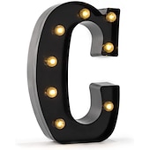 economico Luci decorative-luci a led per alfabeto e marquee arabe, lettere nere alimentate a batteria led per eventi, matrimoni, feste, compleanni, casa, bar, nuovo design, nero fresco