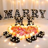 economico Luci decorative-luci a led per alfabeto e marquee arabe, lettere nere alimentate a batteria led per eventi, matrimoni, feste, compleanni, casa, bar, nuovo design, nero fresco