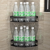 abordables Estantes para baño-Carrito de ducha, cesta triangular para baño, ventosa, tipo de pared, espacio, cuarto de ducha de aluminio, triángulo, estante de esquina para inodoro no perforado