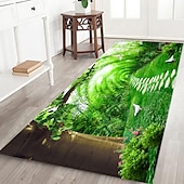 baratos tapetes para sala e quarto-Linda paisagem madeiras tecido de flanela impresso colchão de entrada para casa colchão colchão de banheiro colchão