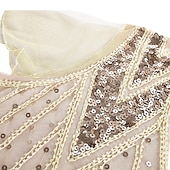 abordables Vestidos de los años 20-Rugido 20s 1920s Maxi Hasta el Tobillo Vestidos Vestido de noche Vestido de fiesta de graduación Normal Mangas cortas El gran Gatsby charlestón Invitado a la boda Lentejuelas Geométrico Corte