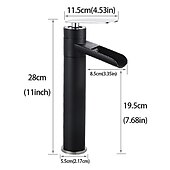 economico Classici-miscelatore per lavabo da bagno a cascata alto, rubinetti per lavabo monocomando in ottone anticato con tubo freddo e caldo