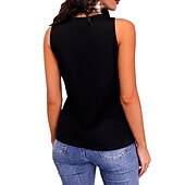 economico Serbatoio Grafico-Top in raso da donna streetwear metallico casual scintillante paillettes senza maniche tops regolari scollatura a V festa vacanze fine settimana nero rosso blu viola