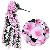 preiswerte Künstliche Pflanzen &amp; Blumen-Lebendiger künstlicher hängender Orchideenstrauß, Simulationsblumenrebe, violette hängende Blumenrebe, Wandbehang, Orchideen-Hängekorb, Blumenbalkon, Heimdekoration, Blumenwand für Hochzeit, Gartendekoration
