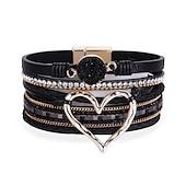 preiswerte Armbänder &amp; Armreifen-1pc Magnetverschluss Boho Wickelarmbänder Ledermanschette Armreif Perlenarmbänder für Frauen stapelbar Unendlichkeitsarmbänder Schmuck