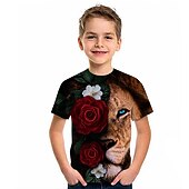 billiga Pojkens 3D Vision &amp; Geometri-Pojkar 3D Grafisk 3D T-shirt Kortärmad 3D-tryck Aktiv Barn