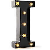 economico Luci decorative-luci a led per alfabeto e marquee arabe, lettere nere alimentate a batteria led per eventi, matrimoni, feste, compleanni, casa, bar, nuovo design, nero fresco
