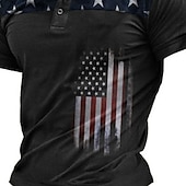  4. Juli 2026 250. Herren Amerikanische Flagge Veteranen Poloshirts Golfshirt Kurzarm Polo-Shirts Hemden mit Kragen Lässig Streetwear Urlaubskleidung Party-Outfits 3D-Druck Knöpfe Blau Purpur Grün