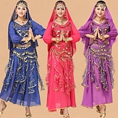abordables vêtements apac-Femme Costume de danse du ventre Indien Fille indienne Mascarade Adultes Haut Jupe Casque Soirée