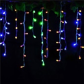 رخيصةأون يعمل بالطاقة الشمسية-مصابيح ستارة led تعمل بالطاقة الشمسية 3x0.5m 4mx0.6m 5x0.8 24 فولت جهاز تحكم عن بعد يعمل بالجهد المنخفض ومكونات طاقة شمسية مزدوجة الغرض سلسلة ضوء الشكر لعيد الميلاد في الهواء الطلق لتزيين الحدائق