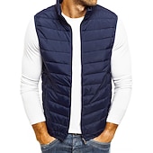 economico Gilet Puffer da Uomo-Per uomo Gilet trapuntato Cardigan Uscire Casual Tutte le stagioni Tasca Poliestere Semplice Cerniera Collo alla coreana Vestibilità regolare Nero Rosso Blu marino Grigio Gilet