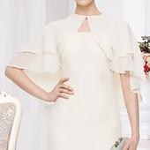 baratos Xale-Bolero Feminino Envolvimento Elegante Proteção Solar Sem Mangas Chifon Envolvimentos para Convidadas de Casamento Com Cor Pura Para Festa de Casamento Todas as Estações dress to impress
