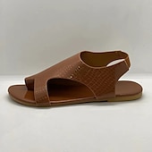 ieftine Sandale de ocazie-Pentru femei Sandale Sandale plate Sandale Ortopedice Sandale Bunion Pantofi Romani În aer liber Zilnic Culoare solidă Mată Vară Toc Drept Vârf deschis Epocă Clasic Casual Plimbare PU piele PU Loafer