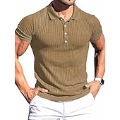 voordelige Klassieke polo voor heren-Voor heren Golfshirt gebreide polo Casual Dagelijks Polo kraag Klassieke boord Korte mouw Zakelijk Klassiek Effen Kleur Effen Knoop voorzijde Zomer Lente Herfst Normale pasvorm Zwart Wit Rood