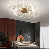 Недорогие Потолочные светильники-современный потолочный светильник, простой в установке, потолочный светильник для скрытого монтажа, люстра с акриловым абажуром, для детской комнаты, спальни, гостиной, нейтральный свет в форме цветка 4000k (черный / золотой, 42 головки)