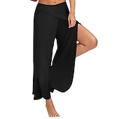 abordables jambe large et taille haute-femme jupe-culotte jambe large pantalon chino volants superposé extensible taille moyenne basique décontracté / sportif décontracté quotidien noir blanc s m été printemps&amp;amp; automne