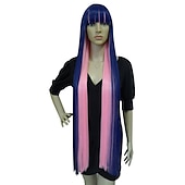 economico Parrucche Anime-Parrucca Lunga Verde Scuro di 100 cm con Frangia Parrucca Liscia Cosplay per Donne Ragazze Uomini Ragazzi Parrucca di Capelli Sintetici Costume per Anime Parrucche di Halloween Parrucche per il
