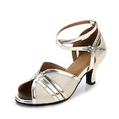economico Scarpe per balli latini-Per donna Scarpe per balli latini Scarpe da ballo Addestramento Professionale Balli da sala Scarpe scintillanti Tacchi Lustrini Tacco alto Punta aperta Tracolla Per adulto Oro Argento