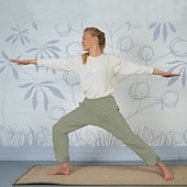 baratos Calças de Luxo-Mulheres Calça verão 100% Algodão Cintura Alta Côr Sólida Perna larga Secagem Rápida Macio Respirável Micro-Elástica Casual Atlético Roupa Esportiva Branco Azul Verde Cáqui Primavera Outono Ajuste