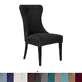 cheap Dining Chair Cover-Stretch Armless Wingback Chair Cover Armchair Cover Reusable Wingback Side Chair Velvet Slipcovers Accent Chair Covers for Dining Room Banquet Home Decor