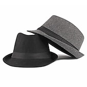 preiswerte Fedora-Hut-Herren Kentucky Derby Hut Fedora-Hut Hut mit Krempe Schwarz Rote Polyester Sport &amp; Outdoor Lässig Einfacher Stil Party / Abend Täglich Ferien