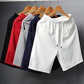 お買い得  カジュアルショートパンツ-男性用 クラシック ファッション 活発的 ショーツ ドローストリング ポケット 弾性巾着デザイン ショート パンツ スポーツ・アウトドア カジュアル マイクロエラスティック 純色 履き心地よい 高通気性 ミディアムウエスト ホワイト ブラック ブルー グレー ルビーレッド M L XL XXL 3XL