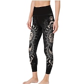 זול חותלות וגרביונים ליוגה-בגדי ריקוד נשים Sports Gym Leggings מכנסי יוגה מותניים גבוהים ספנדקס לבן ירוק צהוב טייץ חתוך הדפס כוכבם וגלקסיה בקרת בטן באט הרם בגדים בגדים יוגה כושר וספורט כושר אמון ריצה / גמישות גבוהה / אתלטי