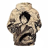 お買い得  漫画と映画のキャラクターグラフィック-ワンピース モンキー・D・ルフィ ロロノア・ゾロ パーカー アニメ系 カトゥーン アニメ 3D 3D 原宿 グラフィック柄 用途 カップル用 男性用 女性用 成人 キャンパス 3Dプリント