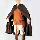 abordables Capuches &amp; Manteaux-Rétro Vintage Médiéval 17ème siècle Cap Cape Ren Faire Chevalier Viking Étranger Tir à l&#039;arc Homme Celtique Viking Fantaisie Mascarade Fête / Soirée Adultes Cape