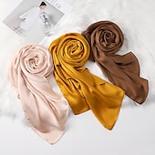 abordables Écharpes-musulman écharpe froissé châle femmes abaya solide hijab ramadan hijabs pour femme abayas robe turban instantané écharpe