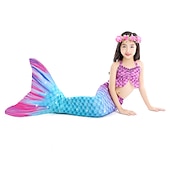 abordables Maillot de bain sirène-Enfants Fille One Piece Maillots de bain sirène Maillot de Bain Plage Le Jour des enfants Géométrique Maillots de bain 4-12 ans Eté Bleu Fuchsia