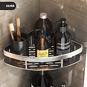 abordables Estantes para baño-Carrito de ducha, cesta triangular para baño, ventosa, tipo de pared, espacio, cuarto de ducha de aluminio, triángulo, estante de esquina para inodoro no perforado