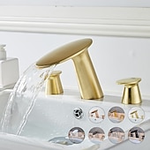 cheap Multi Holes-Widespread Bathroom Sink Faucet,Two Handle Three Holes Waterfall  Electroplated Bath Taps