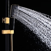 abordables Grifos de ducha-sistema de ducha juego de grifería montado en la pared, cabezal de ducha de lluvia de 9 pulgadas ducha de mano rociador de mano con soporte acabados electrochapados/pintados montaje interior válvula de cerámica ducha de baño