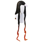 cheap Anime Wigs-Women&#039;s Nezuko Cosplay Wig Long Black Gradient Orange Wave Hair Halloween Wigs