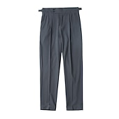 preiswerte Schlank-Herren Abschlußfeier Anzughose Hose Faltenhose Gurkha-Hose Tasche Hohe Taille Einfarbig Komfort Weich Knöchellang Täglich Ausgehen Elegant Vintage Schwarz Weiß Hohe Taille
