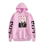 tanie Grafika postaci z kreskówek i filmów-Darling in the Franxx Zero Two 02 Bluza z Kapturem Anime Kreskówka Anime Harajuku Graficzny Kawaii Na Dla par Męskie Damskie Dla dorosłych Powrót do szkoły Tłoczenie na gorąco