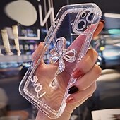Недорогие Чехлы для iPhone-Чехол для iPhone 16e iPhone 15 Pro Max Plus iPhone 14 13 12 11 Pro Max Mini X XR XS Max 8 7 Plus Защитный чехол кристально чистый для женщин девочек блестящий блестящий ударопрочный бабочка с