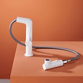 お買い得  クラシカル-引き出し式スプレー付きバスルームシンク蛇口、真ちゅう3モード電気メッキ/塗装仕上げセンターセットシングルハンドル1穴洗面所回転注ぎ口冷温水バスタップ用