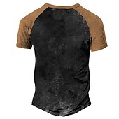 cheap Funny Words-Men&#039;s Color Block Letter T Shirt Henley Shirt Graphic Tee Short Sleeve 3D Print Vintage Designer Basic Outdoor Daily Sports Summer Black Blue Purple Green Henley Henley T-Shirt