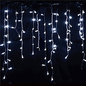 رخيصةأون يعمل بالطاقة الشمسية-مصابيح ستارة led تعمل بالطاقة الشمسية 3x0.5m 4mx0.6m 5x0.8 24 فولت جهاز تحكم عن بعد يعمل بالجهد المنخفض ومكونات طاقة شمسية مزدوجة الغرض سلسلة ضوء الشكر لعيد الميلاد في الهواء الطلق لتزيين الحدائق