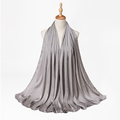 abordables Écharpes-musulman écharpe froissé châle femmes abaya solide hijab ramadan hijabs pour femme abayas robe turban instantané écharpe