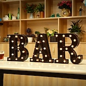 economico Luci decorative-luci a led per alfabeto e marquee arabe, lettere nere alimentate a batteria led per eventi, matrimoni, feste, compleanni, casa, bar, nuovo design, nero fresco
