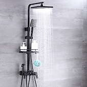 abordables Grifos de ducha-sistema de ducha juego de grifería montado en la pared, cabezal de ducha de lluvia de 9 pulgadas ducha de mano rociador de mano con soporte acabados electrochapados/pintados montaje interior válvula de cerámica ducha de baño