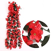 preiswerte Künstliche Pflanzen &amp; Blumen-Lebendiger künstlicher hängender Orchideenstrauß, Simulationsblumenrebe, violette hängende Blumenrebe, Wandbehang, Orchideen-Hängekorb, Blumenbalkon, Heimdekoration, Blumenwand für Hochzeit, Gartendekoration