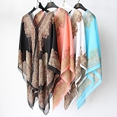 cheap Scarves-Fashion Women Scarf Shawl Poncho Printed Sunscreen Scarf Sun Protection Shawl Beach Shawl Bikini Cover Soft Comfortable